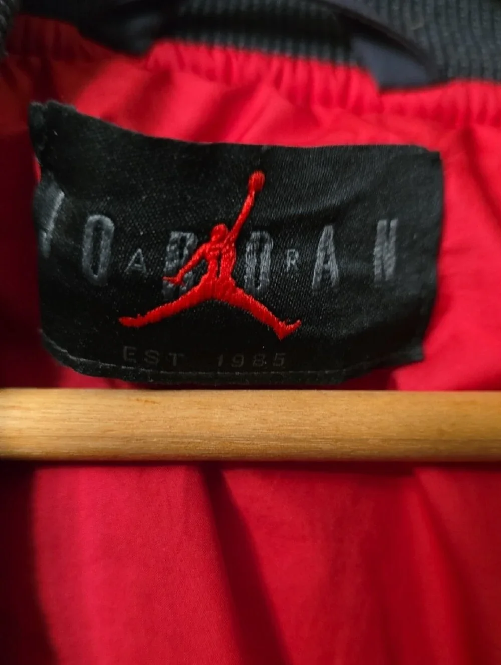 Jordan Two-Tone Bomber Jacket in Black, Olive & Red